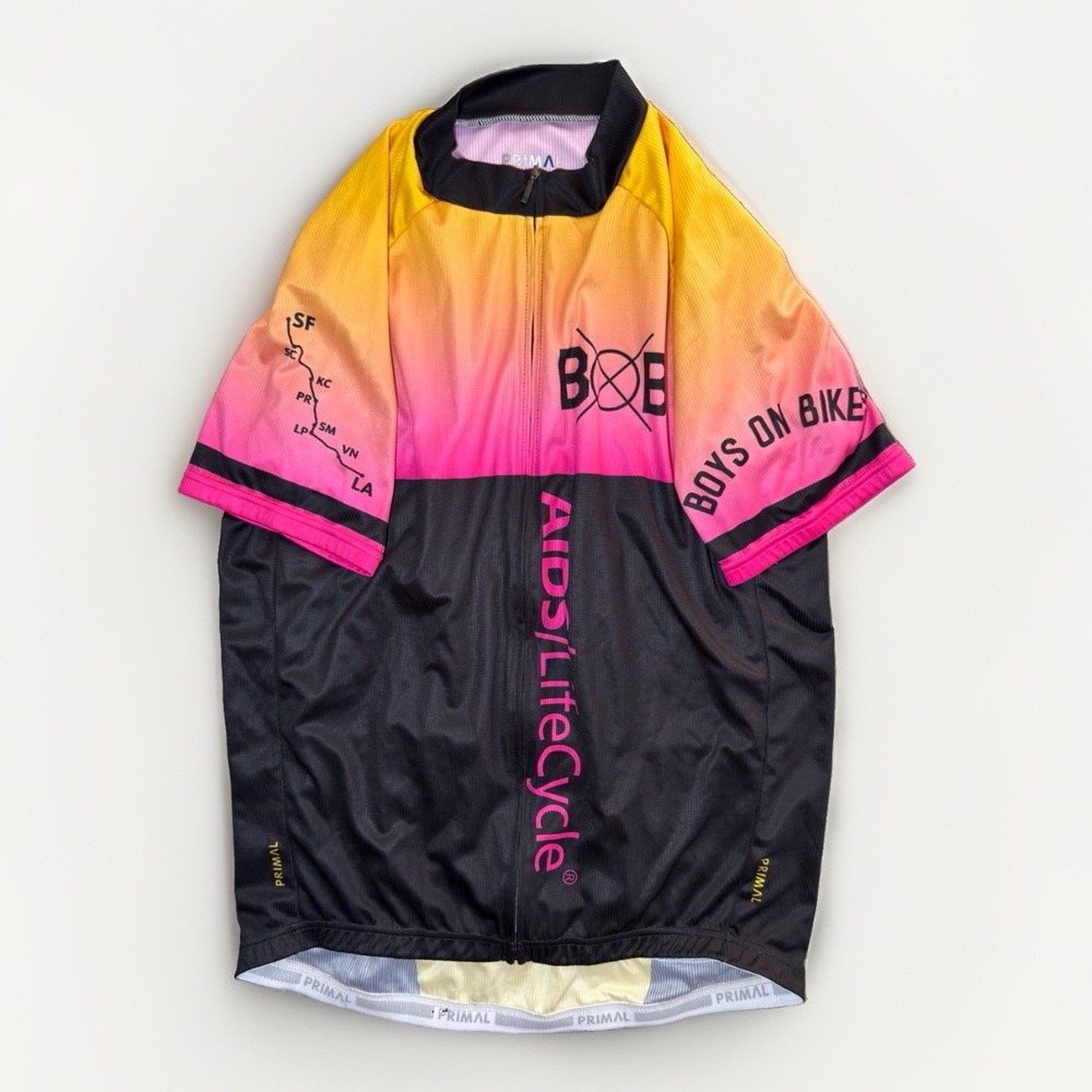 Primal Men's XL AIDS/LifeCycle Boys On Bikes Cycling Jersey Pink Black - Picture 3 of 4